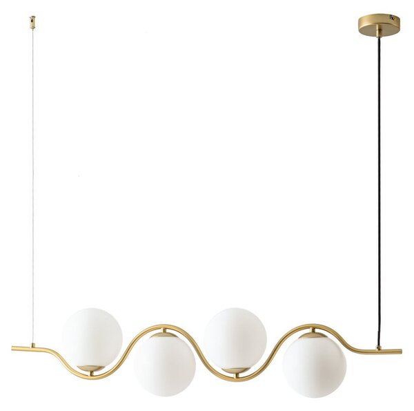 Függőlámpa Lucande, Isandro, dimmable, Arany / Sárgaréz, Étkező, Üveg, Dizájn