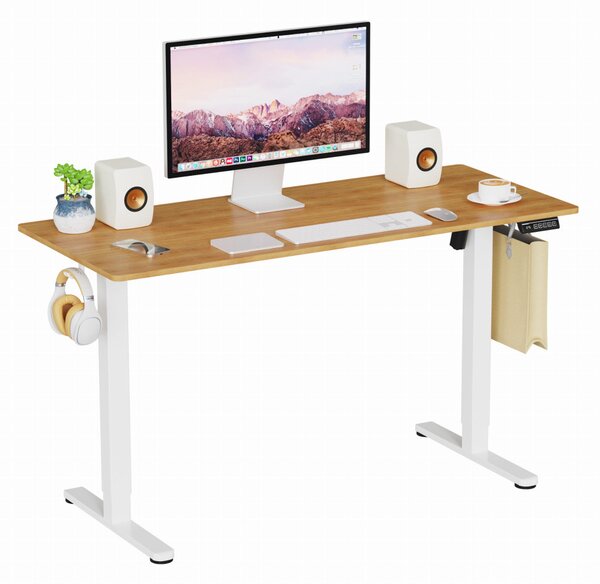 Elektromosan állítható magasságú íróasztal - 140x60cm arany tölgy ülő-/állómunkához - LVN System Lite LV1718