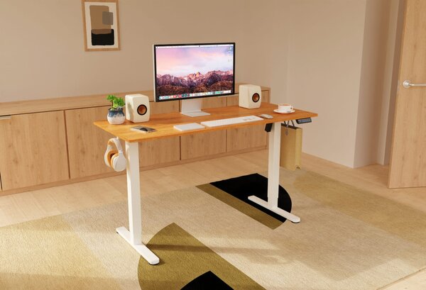 Elektromosan állítható magasságú íróasztal - 140x60cm arany tölgy ülő-/állómunkához - LVN System Lite LV1718