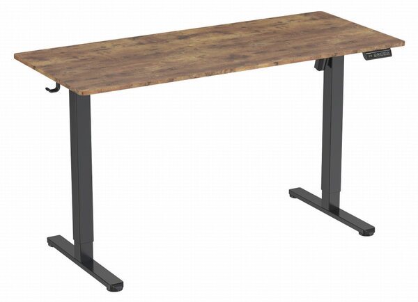 Elektromosan állítható magasságú íróasztal - 140x60cm rusztikus barna ülő-/állómunkához - LVN System Lite LV1714