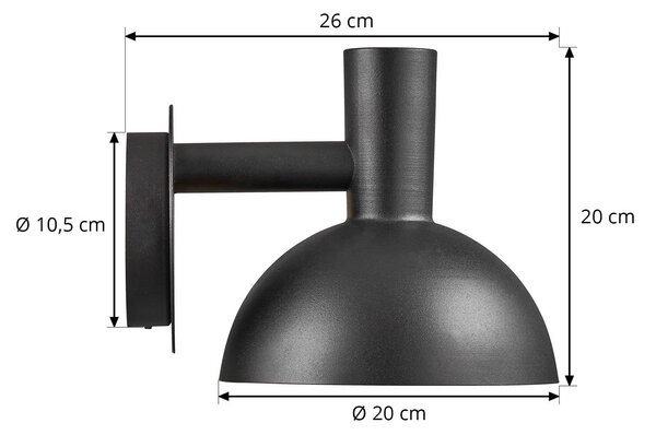 Nordlux Kültéri fali lámpa Arki fekete Ø 20 cm, dimmelhető, Fekete, fém, Modern