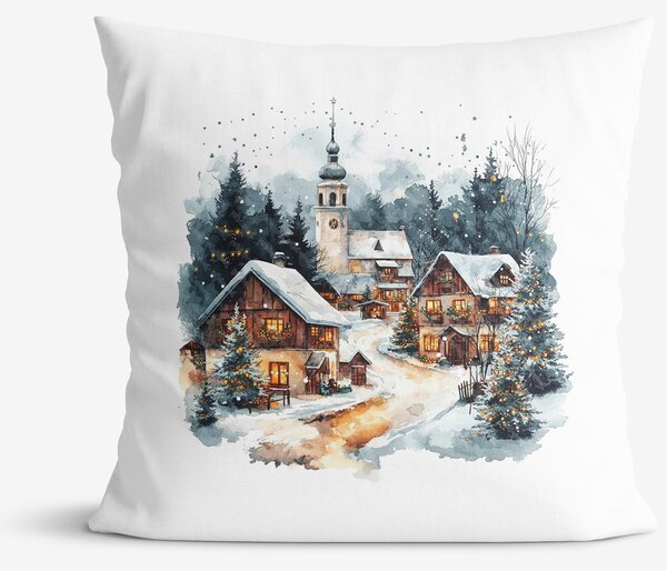 Goldea dekoratív párnahuzat - téli falu 45 x 45 cm