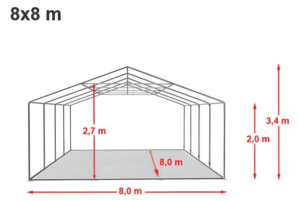 Party sátor 8x8 m PRÉMIUM - tűzálló szín fehér