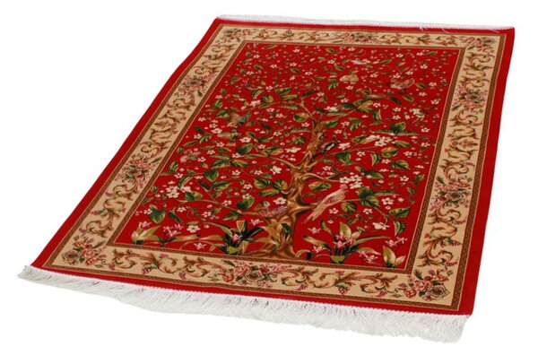 Selyem szőnyeg Életfa motívum bordó 80x120 minőségi viszkóz selyem szőnyeg Iránból