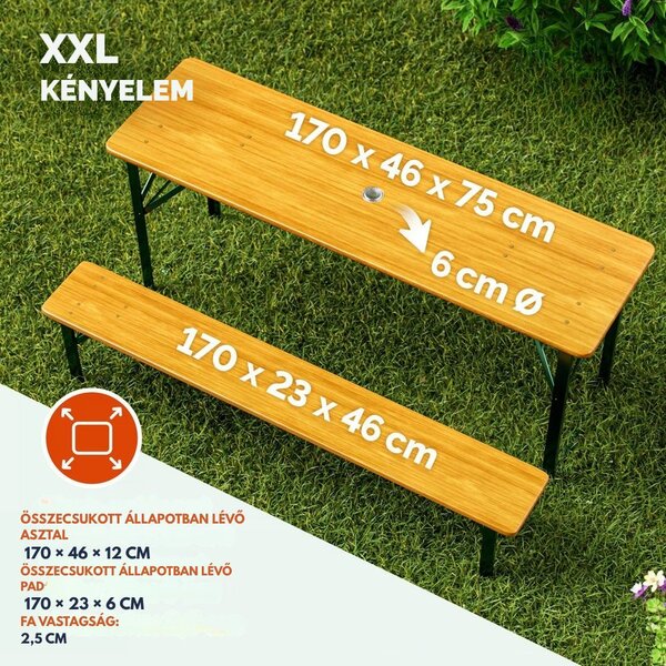 KLASIK sörpad készlet, 170cm, természetes barna Casaria