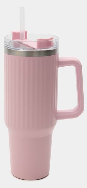 Sinsay - Hőszigetelt bögre fogantyúval és szívószállal - pasztellpink
