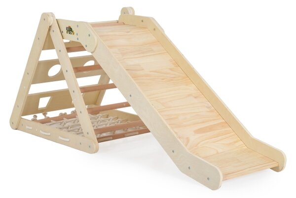 Pikler-féle 2in1 fa mászóka és csúszda montessori 155x57cm natúr