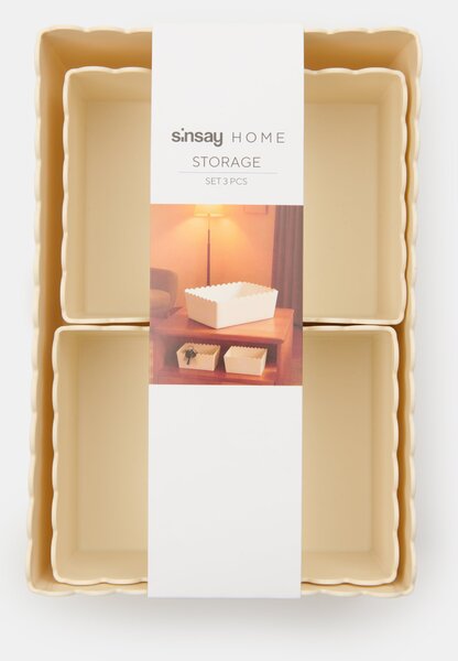Sinsay - Tárolódoboz szett hullámos peremmel 3 pack - testszínű