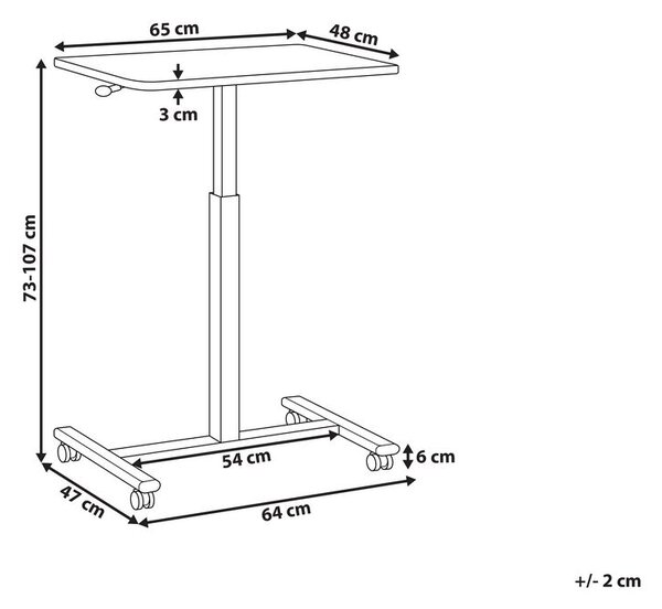 Manuálisan állítható laptop állvány ACADEMIA Sötétbarna 65 cm 48 cm kerekekkel