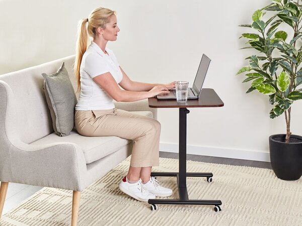Manuálisan állítható laptop állvány ACADEMIA Sötétbarna 65 cm 48 cm kerekekkel