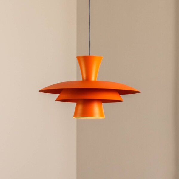 Luminex Plato lógó világítás, narancssárga, fém, Ø 38 cm, E27, dimmelhető, Sárga / narancssárga, Nappali / Étkező, fém, Modern