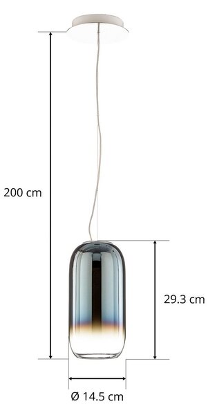 Függőlámpa Artemide, Gople Mini, dimmable, Kék, Nappali, Üveg, Dizájn