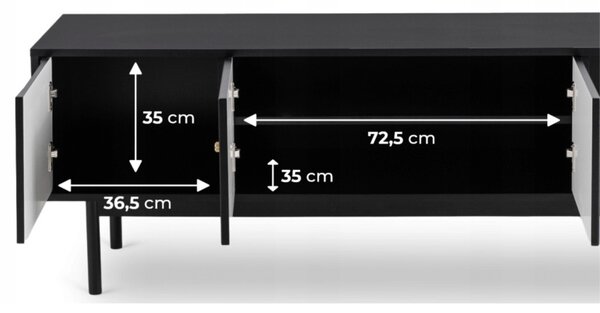 MARLEN TV-szekrény 155 cm, fekete