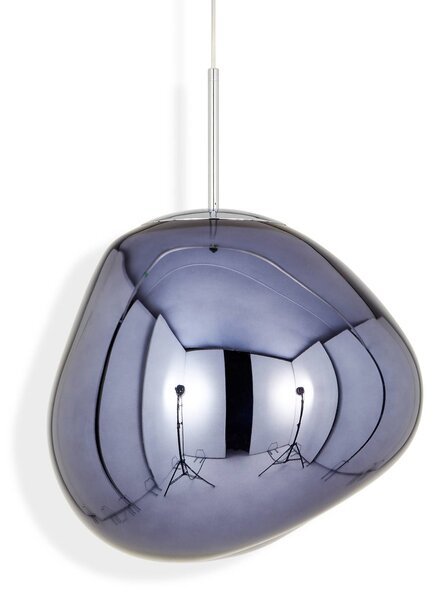 Tom Dixon LED lógó lámpa Melt Mini, Ø 28 cm, füstös, dimmelhető, Alu / szürke / cink, Nappali / Étkező, Műanyag, Dizájn