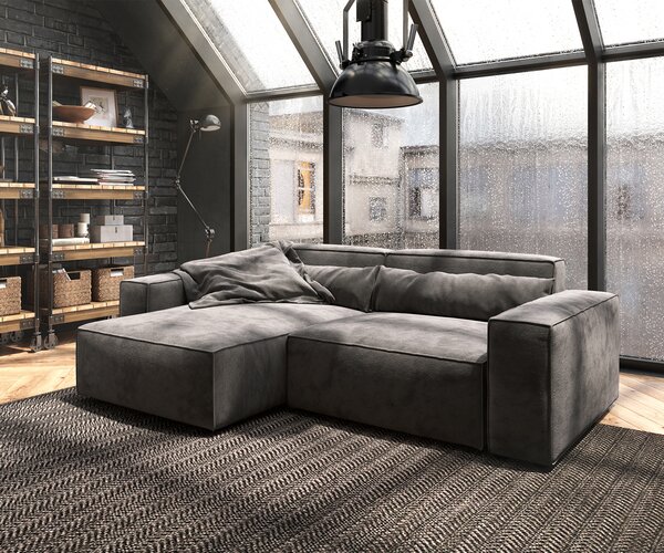 DELIFE Sarokkanapé Sirpio 230x155 cm mikroszálas khaki-barna rekamié változtatható