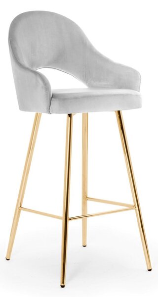GODA L Bárszék Kárpitozott Szürke Arany Lábakkal 70cm
