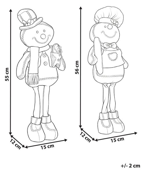 Kétdarabos karácsonyi dekoráció szett EIKEREN 55 cm Mézeskalács figura Barna