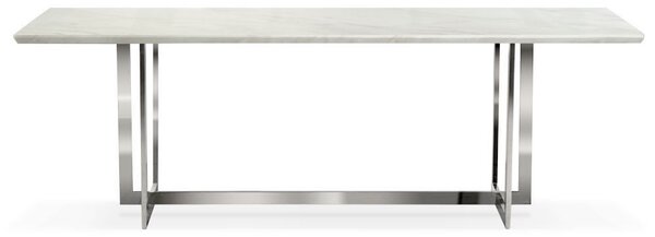 MARBLE 180x90 Fehér Márvány Étkezőasztal Ezüst Lábakkal