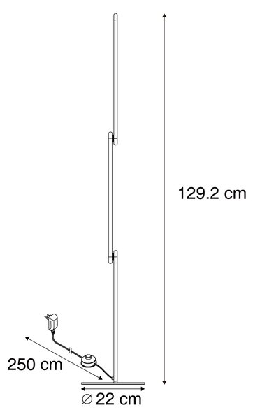 Design állólámpa fekete, LED-del, 3 fokozatban dimmelhető - Gate