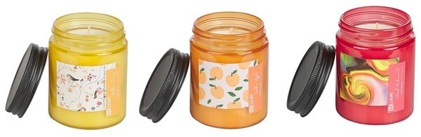 Illatgyertya háromdarabos szettben FRUITY BLOOM Szójaviasz Gyümölcsös jegyek