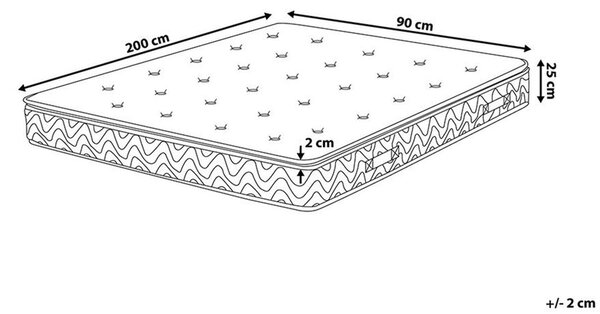 Memóriahabos táskarugós matrac LUXUS H2/3 közepes 90 x 200 cm