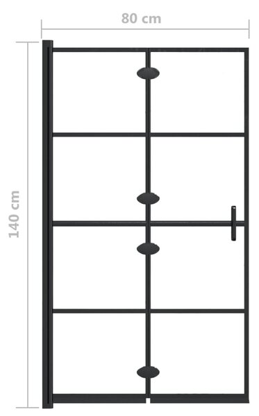 VidaXL fekete ESG zuhanykabin összecsukható ajtóval 80 x 140 cm