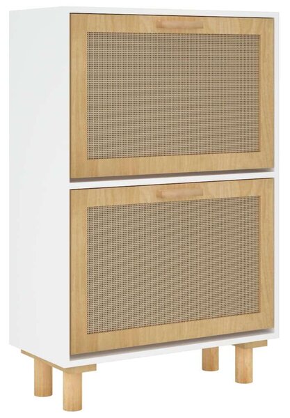 Rattan Cipőszekrény - Fehér - 52x25x80 cm