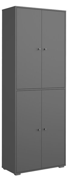 Könyvespolc Sarasota 197, Ajtókkal, Zárt, Laminált forgácslap, 190x70x33cm, Fekete