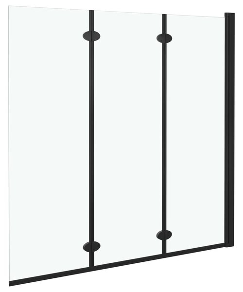 3 paneles fekete ESG zuhanyzó összecsukható ajtóval 130x138 cm