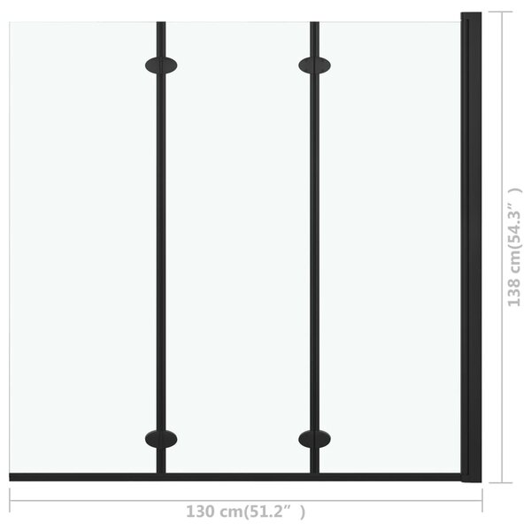 3 paneles fekete ESG zuhanyzó összecsukható ajtóval 130x138 cm