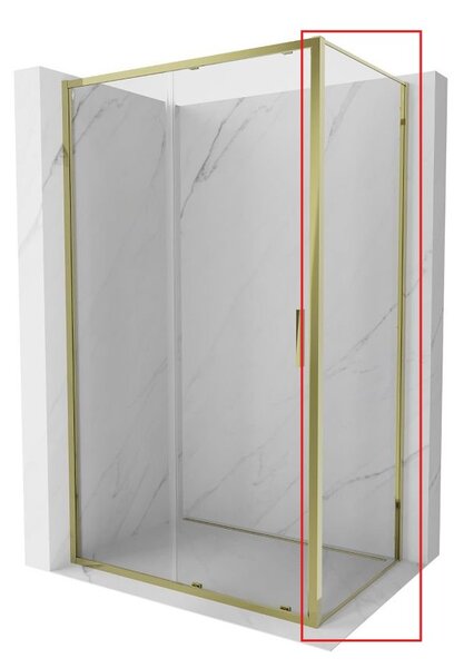 Mexen Exo, oldalsó üvegfal EXO zuhanykabinhoz 100x200 cm, 6 mm-es átlátszó üveg, arany profil, 810-100-000-50-00