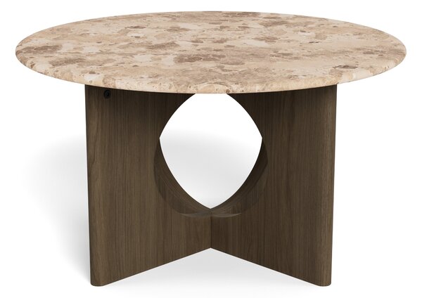 Dohányzóasztal Norsica 1091, Természetes fa furnér, Közepes sűrűségű farostlemez, 42cm, Barna márvány, Tölgy