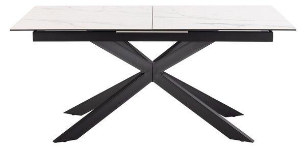 Asztal Norsica 685, 76x90cm, Fehér márvány, Fekete