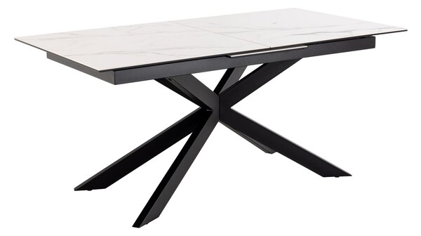 Asztal Norsica 685, 76x90cm, Fehér márvány, Fekete