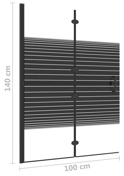 VidaXL fekete ESG zuhanykabin összecsukható ajtóval 100 x 140 cm
