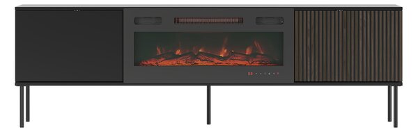 TV-állvány Silves I, Laminált forgácslap, Edzett üveg, 57x182x39cm, Dió, Fekete