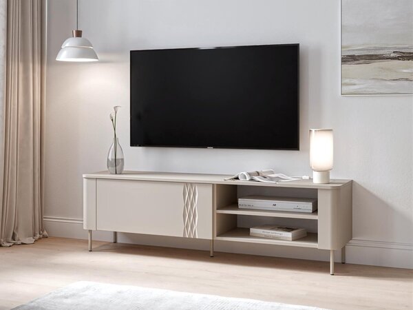 TV-állvány Tortesi 102, Közepes sűrűségű farostlemez, Laminált forgácslap, 49x160x41cm, Kasmír