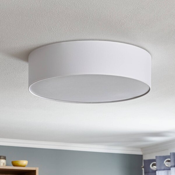 TK Lighting Rondo mennyezeti világítás, fehér, Ø 50 cm, dimmelhető, Fehér / opál, Hálószoba, Textil / szövet / selyem, Modern