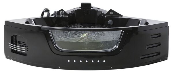 Sarok hidromasszázs kád LED világítással MARTINICA 198 x 144 cm Fekete