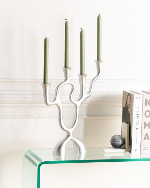 Gyertyatartó FAMOES Fém 41 cm Ezüst
