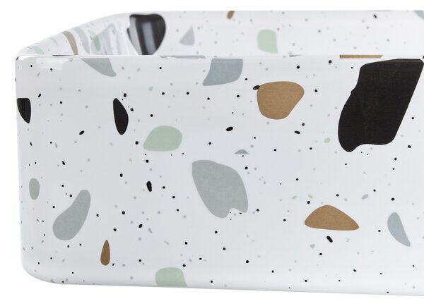 Pultra helyezhető mosdókagyló NULES 51 x 34 cm Kerámia Fehér terrazzo