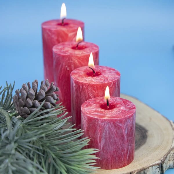 Adventi gyertyák - piros - fokozatos,4db