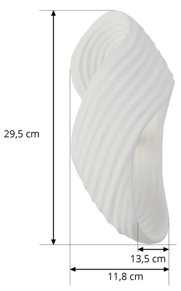 Lindby fali lámpa Ornela, fehér, gipsz, magasság 29,5 cm, dimmelhető, Fehér / opál, Nappali / Étkező, Gipsz / agyag, Modern