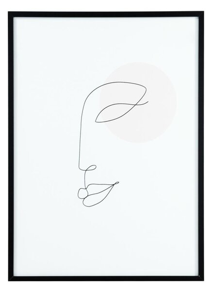 Keretezett poszter, vonalrajz arc, 50x70 cm, fekete-fehér - ELLE