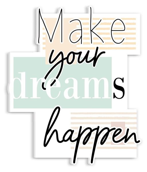 Feliratos fali dekoráció, dreams, fehér-fekete - DREAMS