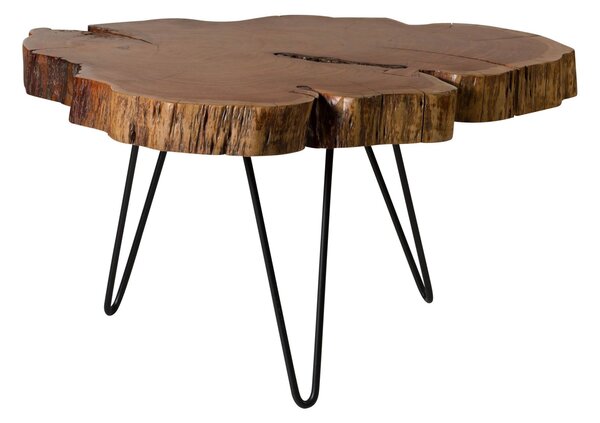 LOUNGE COLLECTION akác dohányzóasztal, 80x80x45 cm, natúr lakkozott
