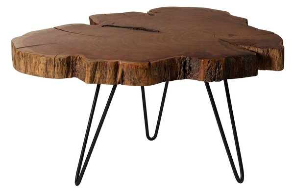 LOUNGE COLLECTION akác dohányzóasztal, 80x80x45 cm, natúr lakkozott