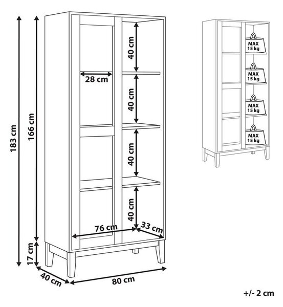 Üveges vitrin RUMSON 80 cm Fehér