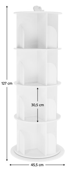 KONDELA Forgó polcállvány, 4 polc, fehér, ERION TYP 1+ ajándék