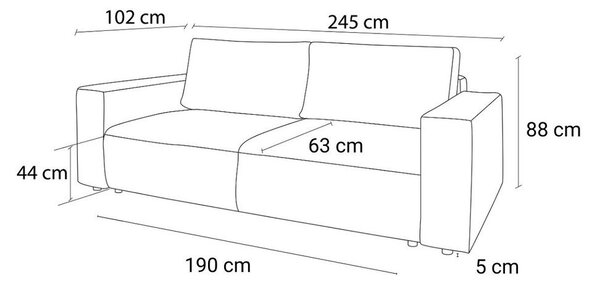 Sötétszürke kordbársony kinyitható kanapé 245 cm Nihad – Bobochic Paris